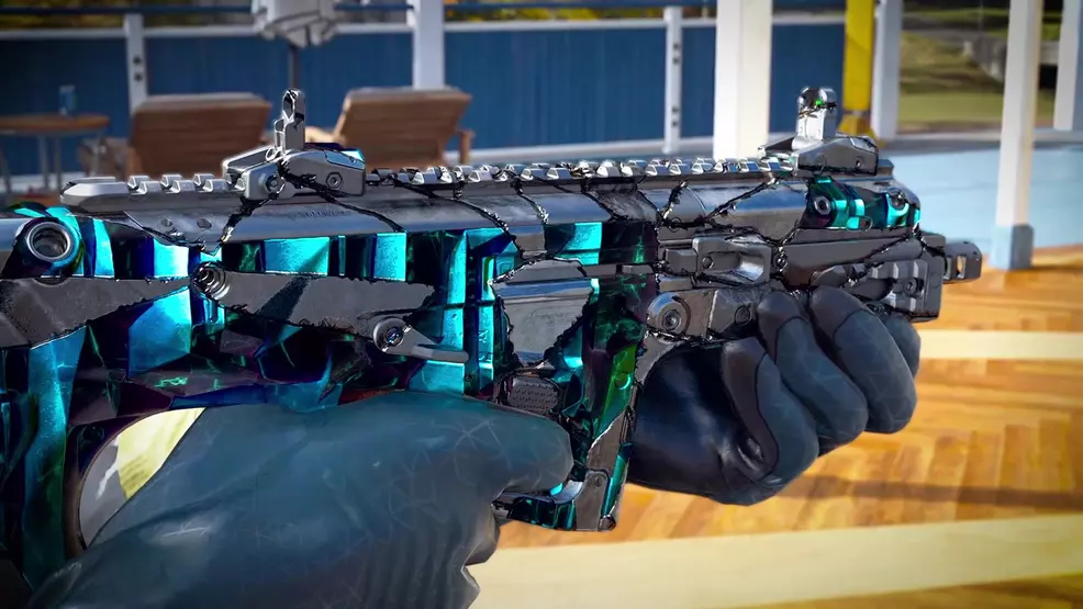 BO7 Warzone camo - Starglass: brushed metal and blue-green glass blend